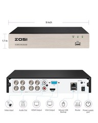 ZOSI H.265+ 8CH 5MP Lite 4-in-1 Surveillance DVR Recorders with Hard Drive 2TB f