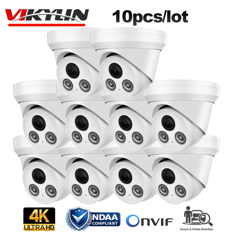 10pcs Vikylin 4K 8MP Security IP Camera Mic POE IR 30m Outdoor Indoor Onvif RTSP