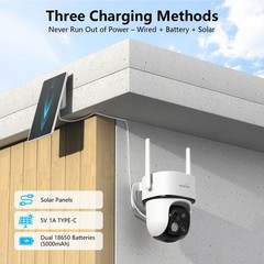 Wansview Solar Wireless Security Camera 360°PTZ 2K 3MP Dual-Cam Human Detection