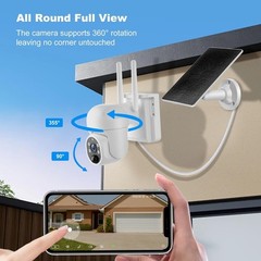 Solar-Powered 360° Live View Camera with 2K Color Night Vision & Alerts
