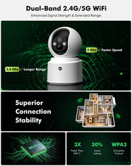 Battery Powered Indoor Camera Wireless 2 Pack, PTZ Pet Camera with 6000Mah Recha