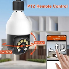 5MP 5G WIFI Bulb Camera TUYA Smart Life PTZ Outdoor Cam Work with Alaxa Google