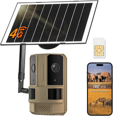 4G LTE Outdoor Security Camera, 180° Dual-Lens, Solar, 4K Night Vision