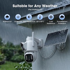 2K 10CH NVR 4-Cam Kit Dual Lens Solar Wireless Security Camera System Outdoor