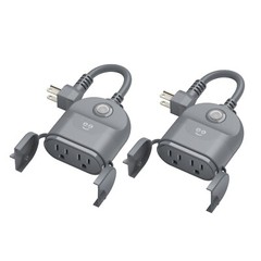 Geeni Outdoor Duo Wi-Fi Smart Plug, Weatherproof, Voice Control (2 Pack)