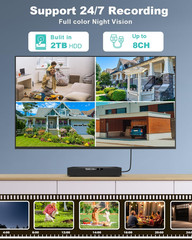 Home Security Camera System, 3K/5MP Wired 4-Cam Kit with AI Human/Vehicle Detect
