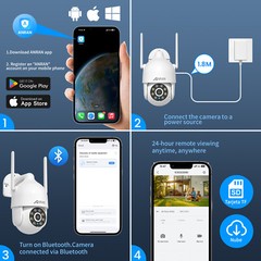 Refurbished 5MP Outdoor Security Camera Wireless PTZ Color Night Vision AI Human