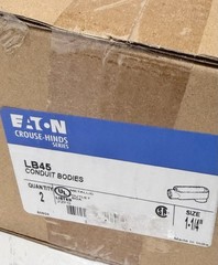 (QTY 2) Eaton LB45 Crouse-Hinds 1-1/4″ Conduit Bodies Metallic Outlet Box