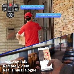 5MP 4 Lens Home Security WiFi Camera Outdoor 10K Wireless 4 Screens 16X Zoom PTZ