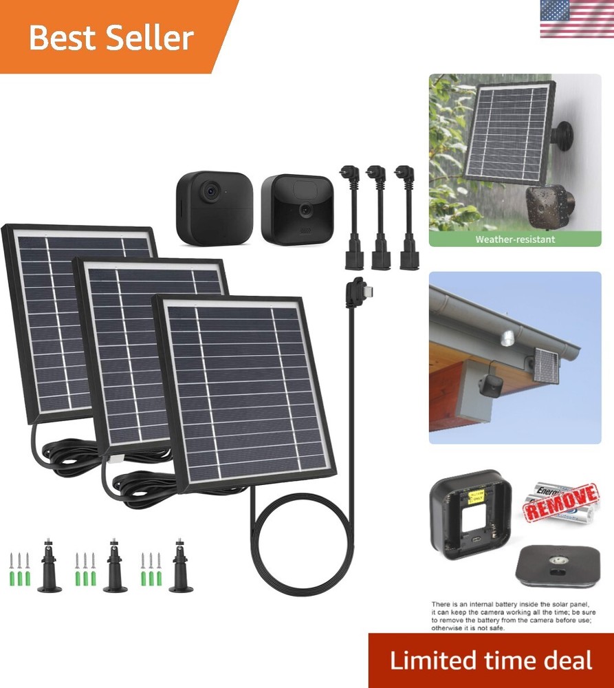 3 Pack Solar Panel System for Blink Outdoor 4 & XT Cameras with Adjustable Mount