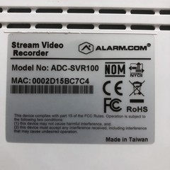 Alarm.com ADC-SVR100 DVR Stream Video Recorder 4-Channel SVR Local Backup + Cord