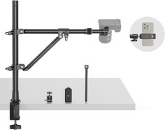 Stable Overhead Camera Mount with Adjustable Angles & Phone Holder, 3kg Max Load