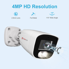 Anpviz 4MP PoE IP Bullet Security Camera Outdoor 24/7 Recording 2.8mm Lens NDAA
