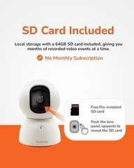 SensForge 2.5K 360° Pan-Tilt Wi-Fi Security Camera, AI Detection, 64GB SD