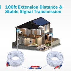 SANNCE 4x 100ft Video Power Cable BNC RCA Wire for Security Camera System XCL038
