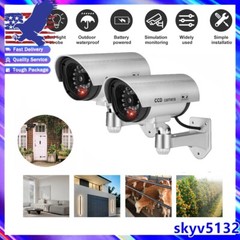 2X Waterproof Fake Camera CCTV Realistic Dummy Security With Flashing LED Light
