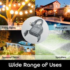 Geeni Outdoor Duo Wi-Fi Smart Plug, Weatherproof, Voice Control (2 Pack)