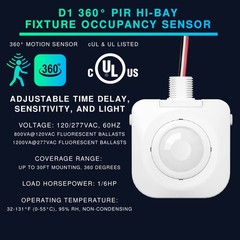 Ceiling Occupancy Motion Sensor PIR High Bay Mount 360 HardWired 120277V
