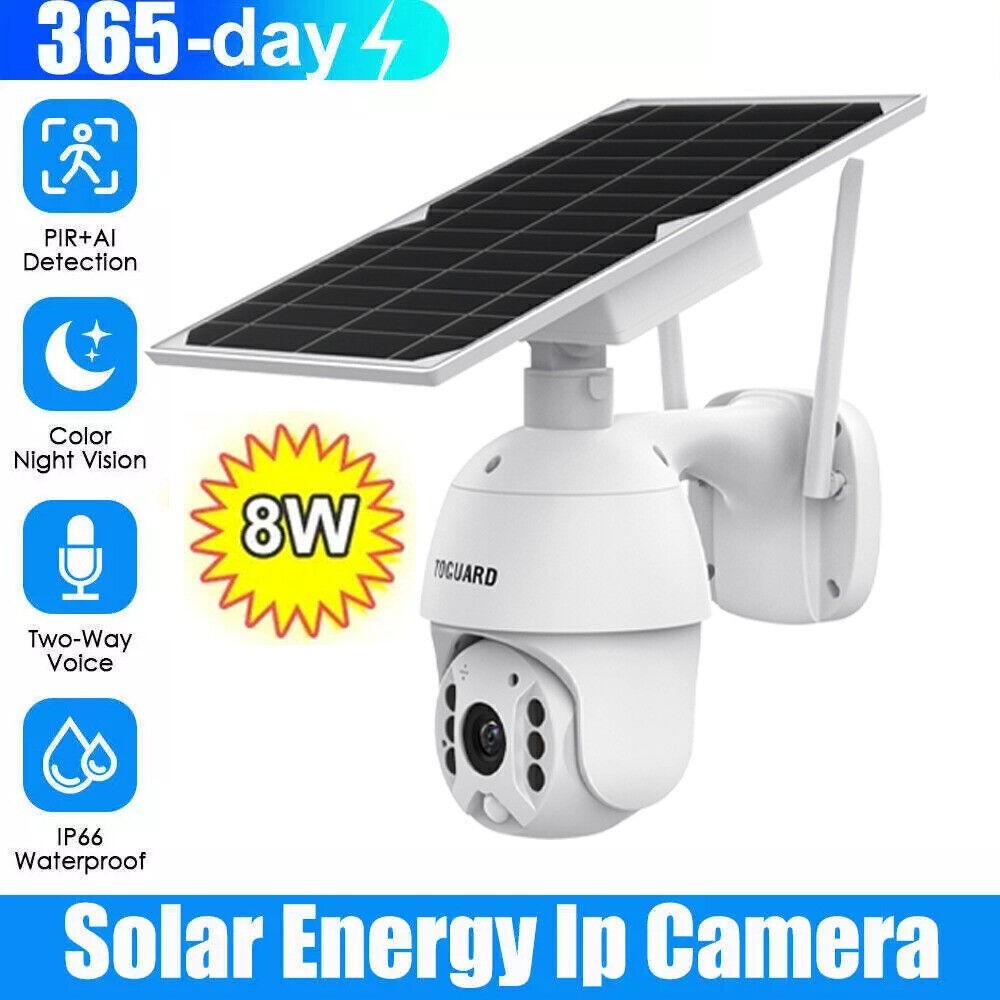 Solar Security Cameras Wireless Outdoor 360° View Battery Powered Camera PIR