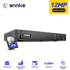 ANNKE 8CH 16CH 12MP NVR POE Security IP Network Video Recorder H.265+ Remote APP