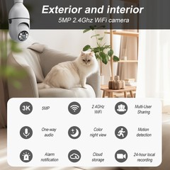 6PCS Light Bulb Security Camera 5MP WIFI 360° Color Wireless 2-Way Audio