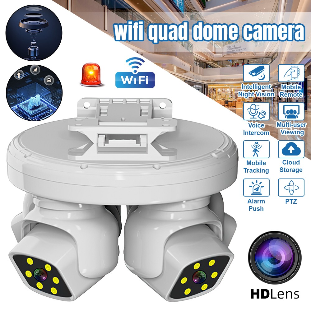 8MP WIFI Camera Three Lens Auto Tracking 360° PTZ Security Night Vision Camera