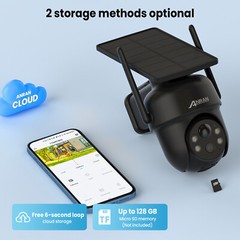 Wireless Security Camera System Solar Panel Battery 3MP PTZ 2Way Audio Outdoor
