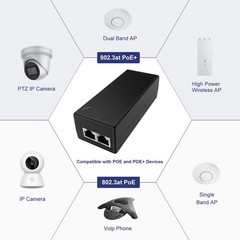 30W Gigabit PoE+ Injector Adapter RJ45 IEEE 802.3af/at POE301000Mbps