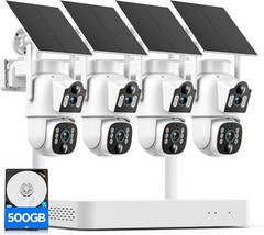 Solar Powered Security Camera System Wireless Outdoor Dual Lens 10CH NVR 500GB