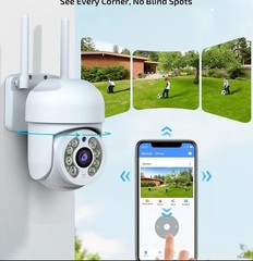 3MP PTZ Dual-Band WiFi Security Camera, Motion Tracking, Cloud Storage
