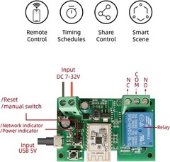 Smart Switch Momentary/Latching WiFi Relay, eWeLink App Bluetooth Control Swi…