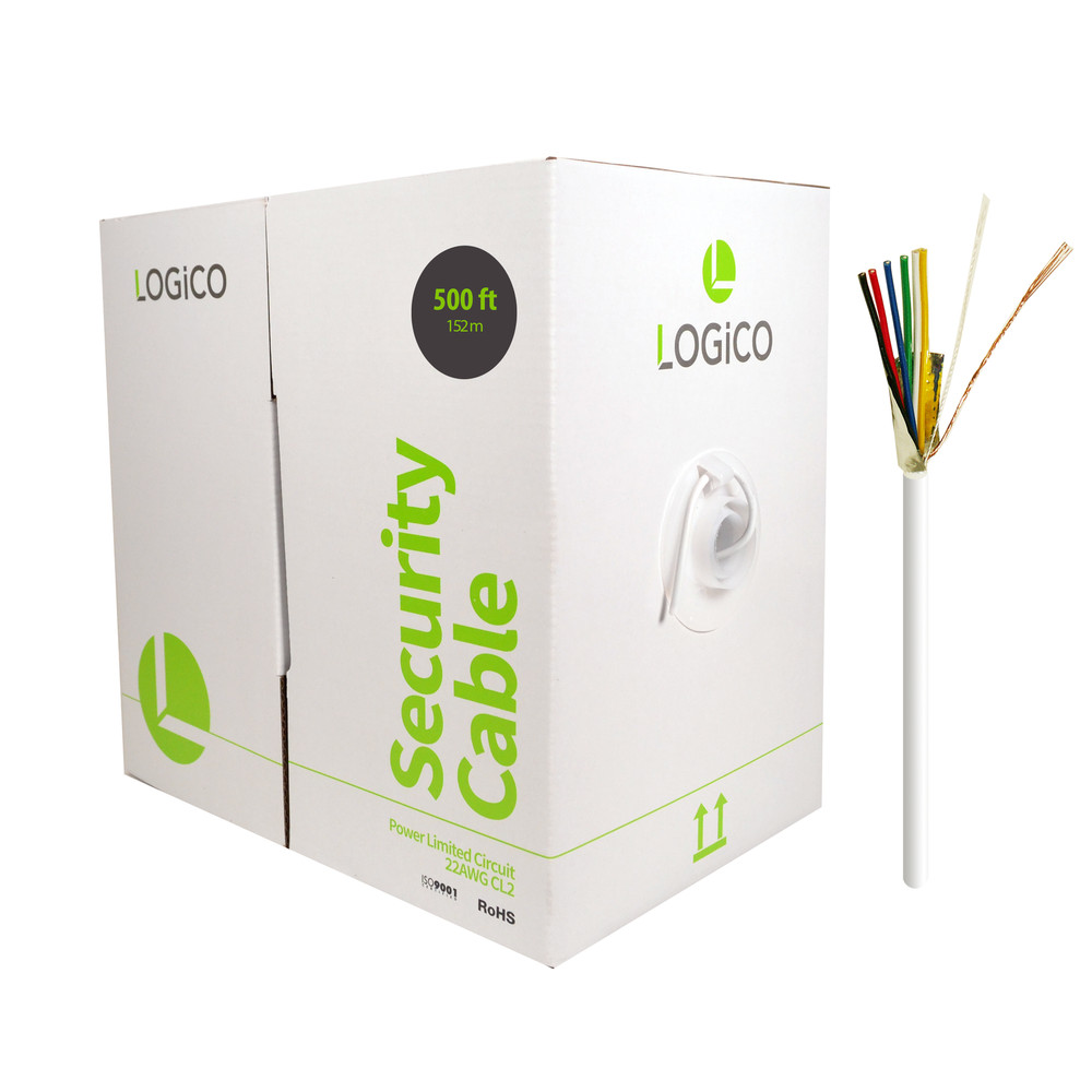Security Wire Burglar Alarm 22/6 Cable 500FT Stranded Shielded White 500 ft