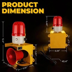 kbaoele AC110V Industrial Siren Alarm Strobe Light-120dB Loud Horn&Waterproof
