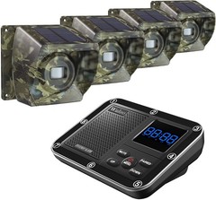 Wuloo 1/3 Mile Solar Powered Driveway Alarm Wireless System 1 Receiver 4 Sensors