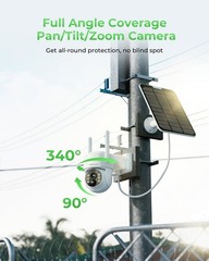 2K Solar PTZ Wireless Security Camera System Outdoor 10CH 10″ Monitor NVR 500G