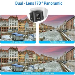 Vikylin 4K 8MP Dual Lens POE IP Camera 180° Panoramic Color Night Vision Metal