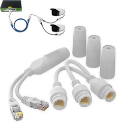 Ethernet Splitter, Waterproof PoE Combiner Splitter Adapter, Run 2 IP White