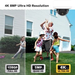 8MP UltraHD 4K (3840 x 2160) 1.8mm Wide Angle IP PoE IP Dome PoE Security Camera