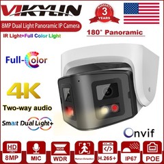 Vikylin 4/8MP Dual Lens POE CCTV IP Camera 2Way Audio Full Color+IR Night Vision