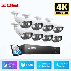 ZOSI 16CH/8CH NVR 4K 8MP POE Security Camera System Audio Recording IP Network