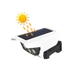 Solar Power Dummy Security Camera Fake LED Wall Light Outdoor Surveillance CCTV