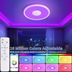UprizeP RGB LED Ceiling Light, with Bluetooth Speaker, 24W 11.5 inch, White