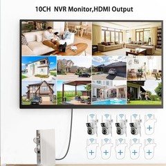 CAMCAMP Security Camera System Outdoor Wireless Audio Wifi Home CCTV 2K 10CH NVR