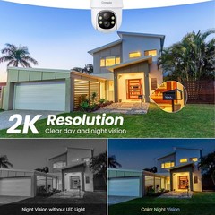 Solar/Battery-Powered 2K Night Vision Security Cameras – 360° Coverage, 4 Pack
