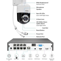 ZOSI 4K 2TB NVR 5MP PoE Security Camera System PTZ Person Vehicle Detect Home