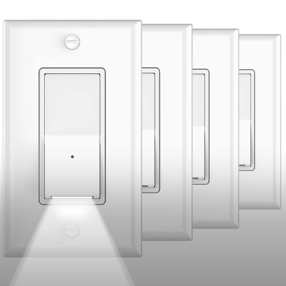 4Pack SOZULAMP Illuminated Light Switch-Esay to Install,No Neutral Wire,Single-P