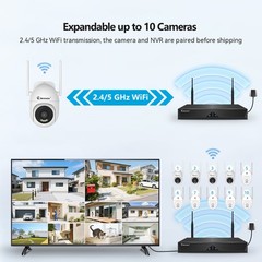 JENNOV Wireless CCTV Security Camera 10CH 5MP NVR WiFi IP System 2-Way Audio