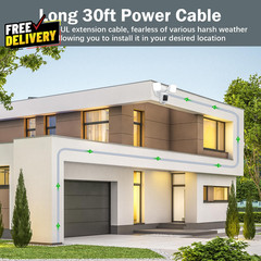 Plug-In Mount for Floodlight Cam w 30ft Weatherproof Power Cable Cord Kit