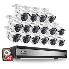 ZOSI H.265+ 16ch 5MP Lite DVR 1080p Security Camera System CCTV System with HDD