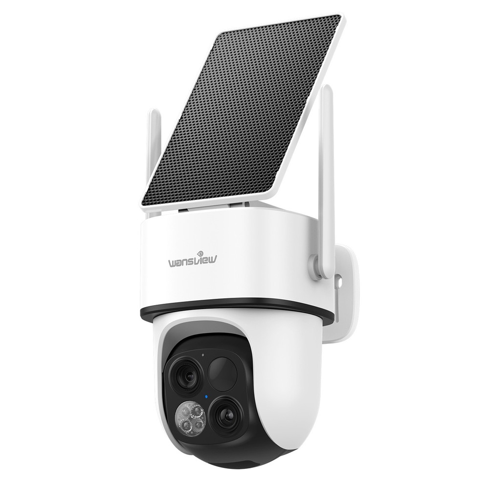 Wansview Solar Wireless Security Camera 360°PTZ 2K 3MP Dual-Cam Human Detection